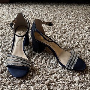 Nina Women's Elegant Navy and Silver Heels